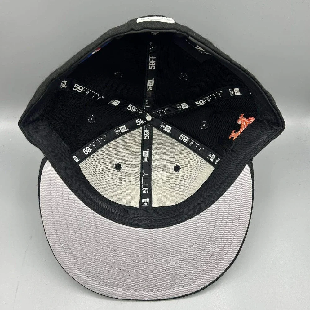 New York Mets Hat Men 7 1/2 Black Embroidered 59Fifty New Era Fitted Cap Wool